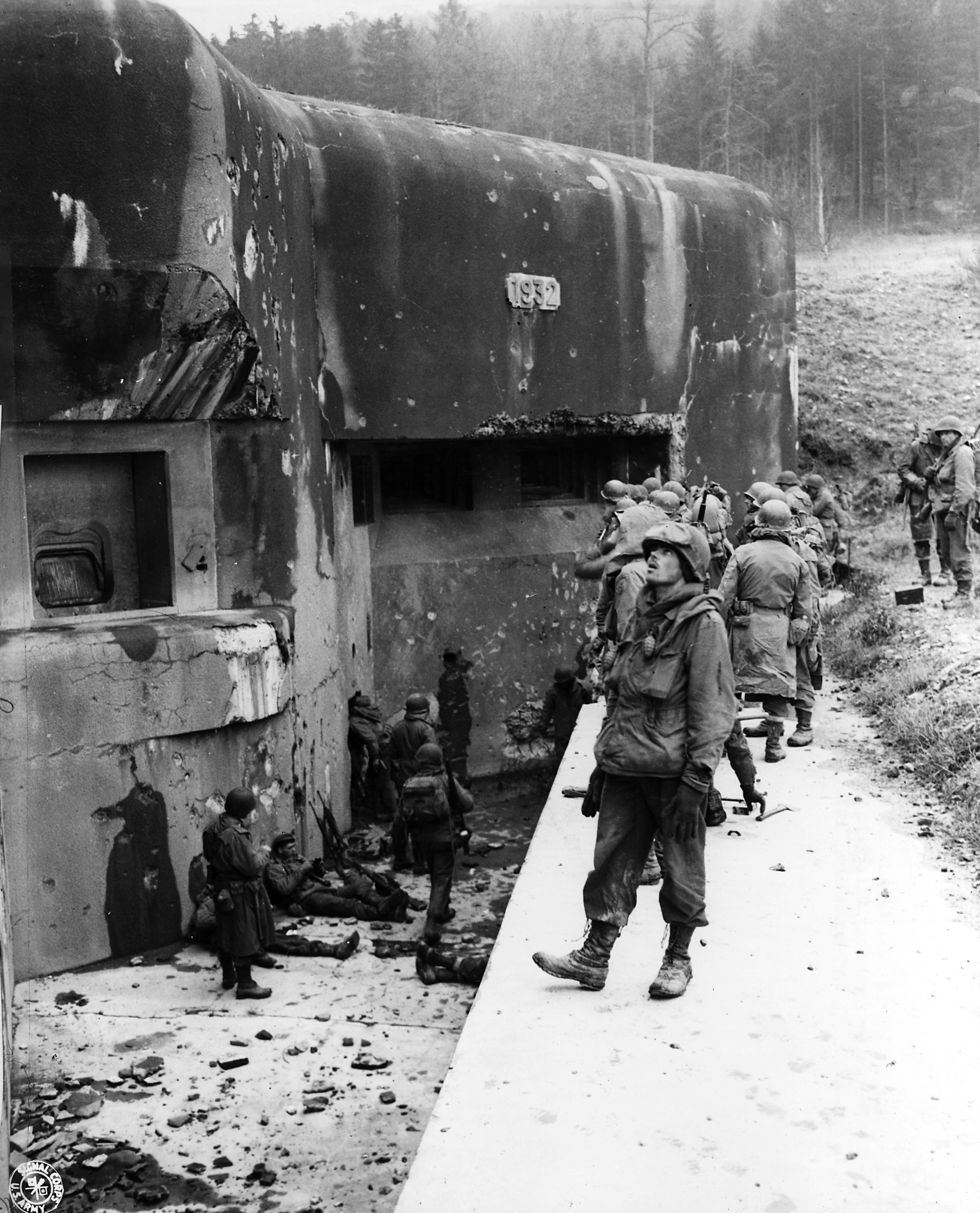 American soldiers at a Maginot Line fortification in 1944